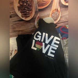 Spiritual Gangster Give Love Black Tank Top Sz Large Yoga Pilates Hiking